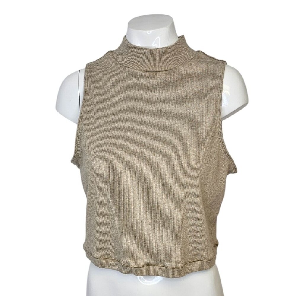 Everlane Sleeveless Mock Neck Crop Top in Beige